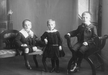 Photograph, Studio Portrait of two boys and a little girl