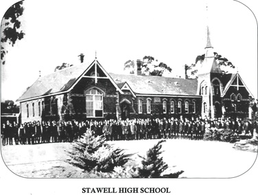 Photograph, Stawell High School with students in front, c. 1960's