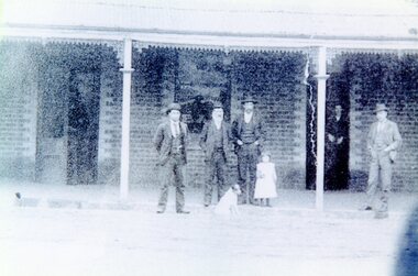 Photograph, Group Portrait of 5 men, a Girl and a dog