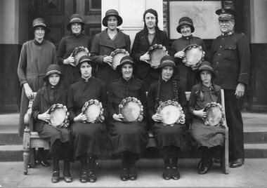 Photograph, Salvation Army Group with Tamborines Stawell 1934