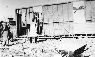 Photograph, Construction of Salvation Army Citadel 1934. Moving old Hall