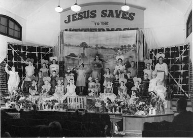 Photograph, YP Anniversary in hall with children in Fancy Dress c 1930's