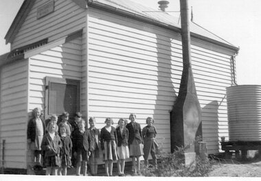 Photograph, Ledcourt School Building with Students in Front