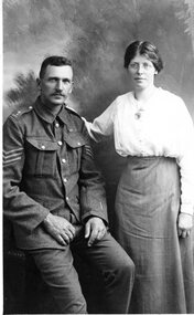 Photograph, Soldier in WW1 Sergeants Uniform with wife