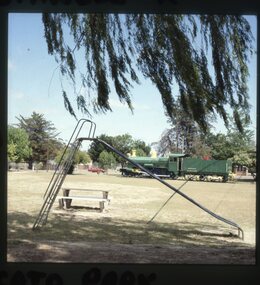 Slide, Set of Large Format colour positive slides of Stawell c1970 - The Train at Cato Lake Park