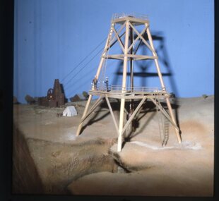 Slide, Set of Large Format colour positive slides of Stawell c1970 - Model Poppet Head Mini World