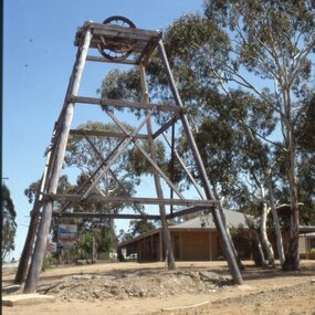 Slide, Set of Large Format colour positive slides of Stawell c1970 - Goldfields Motel Poppet Head