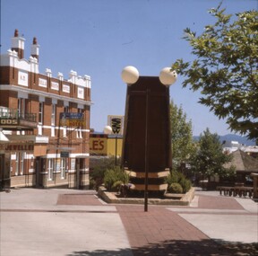 Slide, Set of Large Format colour positive slides of Stawell c1970 - Bull & Mouth Hotel Gold Reef Mall and Fountain