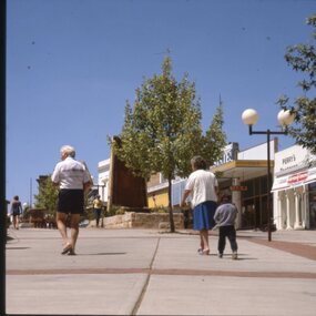 Slide, Set of Large Format colour positive slides of Stawell c1970 - Gold Reef Mall Stawell with Fountain