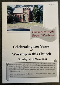 Book, Celebrating 100 Years of Worship in this Church, 2011