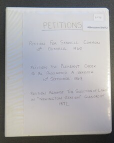 Book, Petitions For Stawell 1860 1869 1872