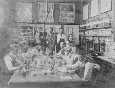 Photograph, School of Mines Stawell Analysis Classroom c1900