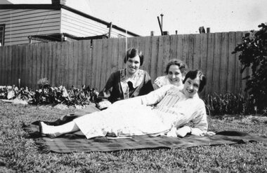 Photograph, Cragg family daughters in backyard