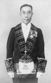 Photograph, Fred C Mow Fung in Masonic Outfit 1923 - Anna Goh Collection
