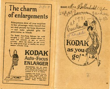 Photograph, Kodak Photo Envelope with 8 photographs of Carrs Plains