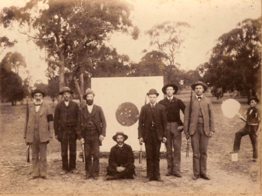 Photograph, Rifle club members Great Western Rifle Range 1885-1886