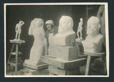 Photograph, Slawa with sculptures c.1924, c.1924