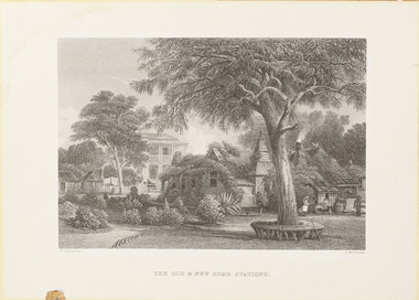 Print, Arthur Willmore et al, The Old & New Home Stations, Victoria (Bontharambo, Wangaratta), 1873-1876