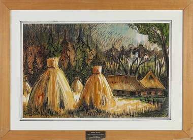 Work on paper, Gunnar Neeme, Haystacks in Estonia, 1965