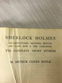 Short story Book, Sherlock Holmes Short Stories, Reprint 1934