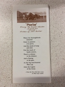 Moonee Valley Race Program, Moonee Valley - A tribute to Phar Lap, April 1992