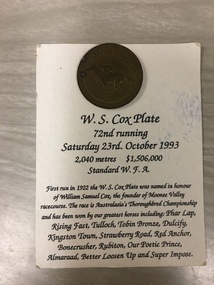 Medallion, W S Cox Plate, 1993