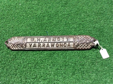 Brass Nameplate, W H Arnott, Yarrawonga, 1800's