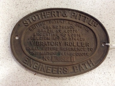 Name Plate, Stothert and Pitt Ltd, 1880