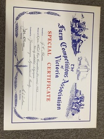 Prize certificate, Special certificate for Crop competition, 1963