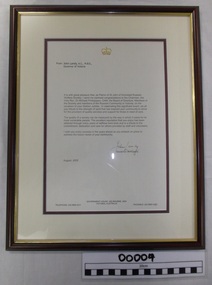 Letter from John Landy, Governor of Victoria, 2005