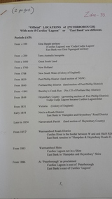 Document - Names of town and locations