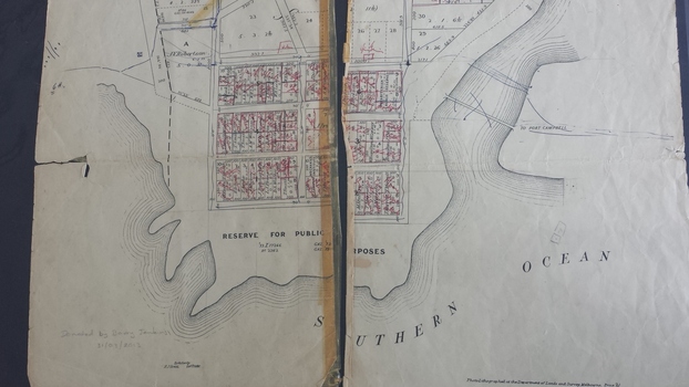 Map with hand written names on land