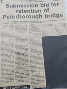 Article - Submission bid for retention of Peterborough Bridge, Cobden Times, 1985
