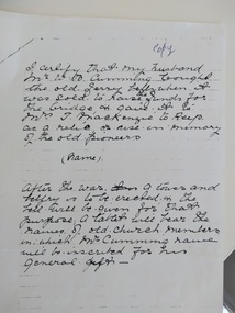 Letter - Statement regarding location of the old ferry call bell