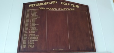 Plaque - Peterborough Golf Club Open Women's Championship