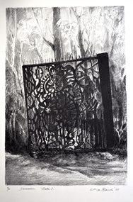Print (lithograph): Alice Blanch CHEHOVSKI, Alice B. (Blanch) Chehovski, Dunmoochin, Gate 1, Printed 2004