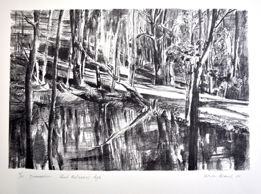 Print (lithograph): Alice Blanch CHEHOVSKI, Alice B. (Blanch) Chehovski, Dunmoochin, Pond Reflecting Pugh, Printed 2004