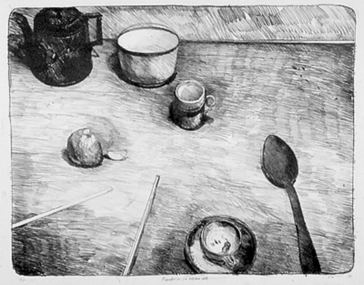 Print (lithograph) Peter WEGNER (b.1954 NZ - a.1958 AUS), Peter Wegner, Mandarin on Kitchen Table, 1983