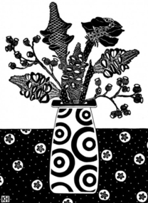 Print (lino) Kate HUDSON, Banksia Cobs and Circle Vase