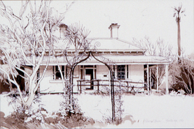 Drawing: Hilary JACKMAN (b.1943 Melb, AUS), Allwood House, Hurstbridge