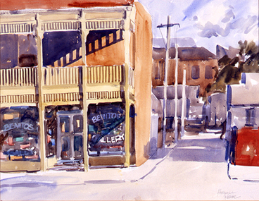 Painting: Herman PEKEL (b.1956 Aus), Queenscliffe Shop Study