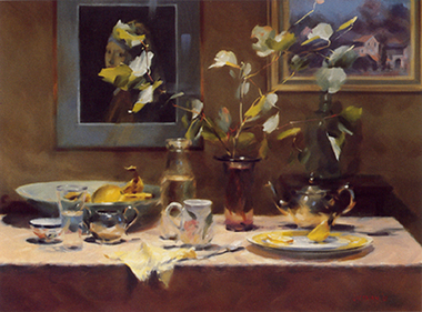 Painting: Hilary JACKMAN (b.1943 Melb. AUS), Lemon Tea