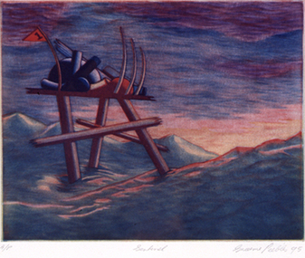 Print (mezzotint): Graeme PEEBLES (b.1955 Melb, AUS), Sentinel