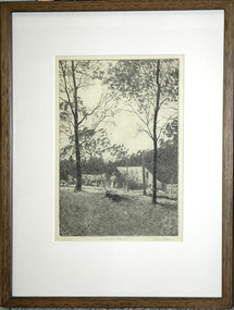 Print (etching): Percy LEASON (b.1889 - d.1959 AUS), Eltham Farm