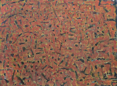Painting: Lindsay EDWARDS (b.1991 - d.2007 Vic, AUS), Untitled (red abstract landscape)
