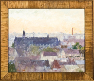Painting: Peter GLASS (b.1917-d.1997 AUS), Abbortsford 1985