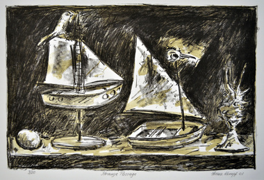 Print (lithograph): Franz KEMPF (b.1926 Melb, AUS), Strange Passage