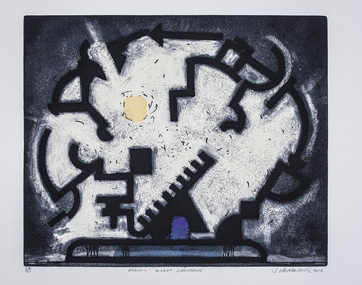 Print (etching, acquatint, stencil): Jock CLUTTERBUCK (b.1945), Jock Clutterbuck, ‘Frosty Night Cartouche’ from 'The Baldessin & Friends' commemorative folio, 2016