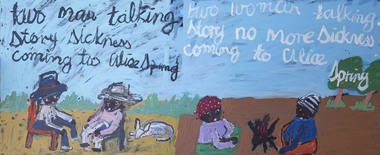 Painting, Sally M Nangala Mulda, Two Man, Two Women, 2022