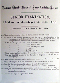 Senior Exam Paper, Wednesday 14th Feb, 1900, 14/02/1900